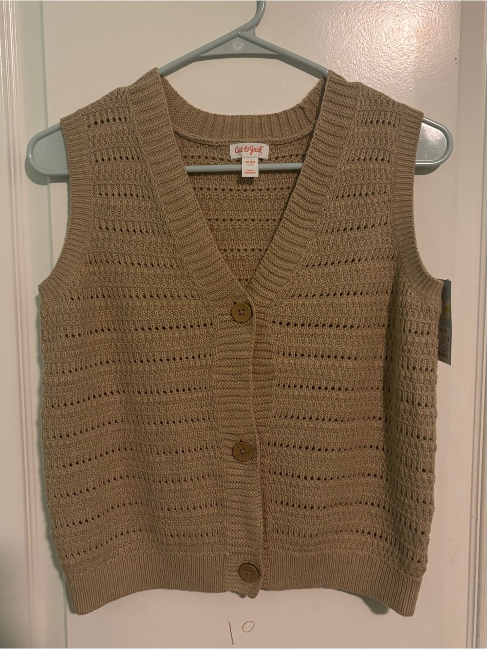 Cat & Jack Girls Knit Button Front Vest Sz 14